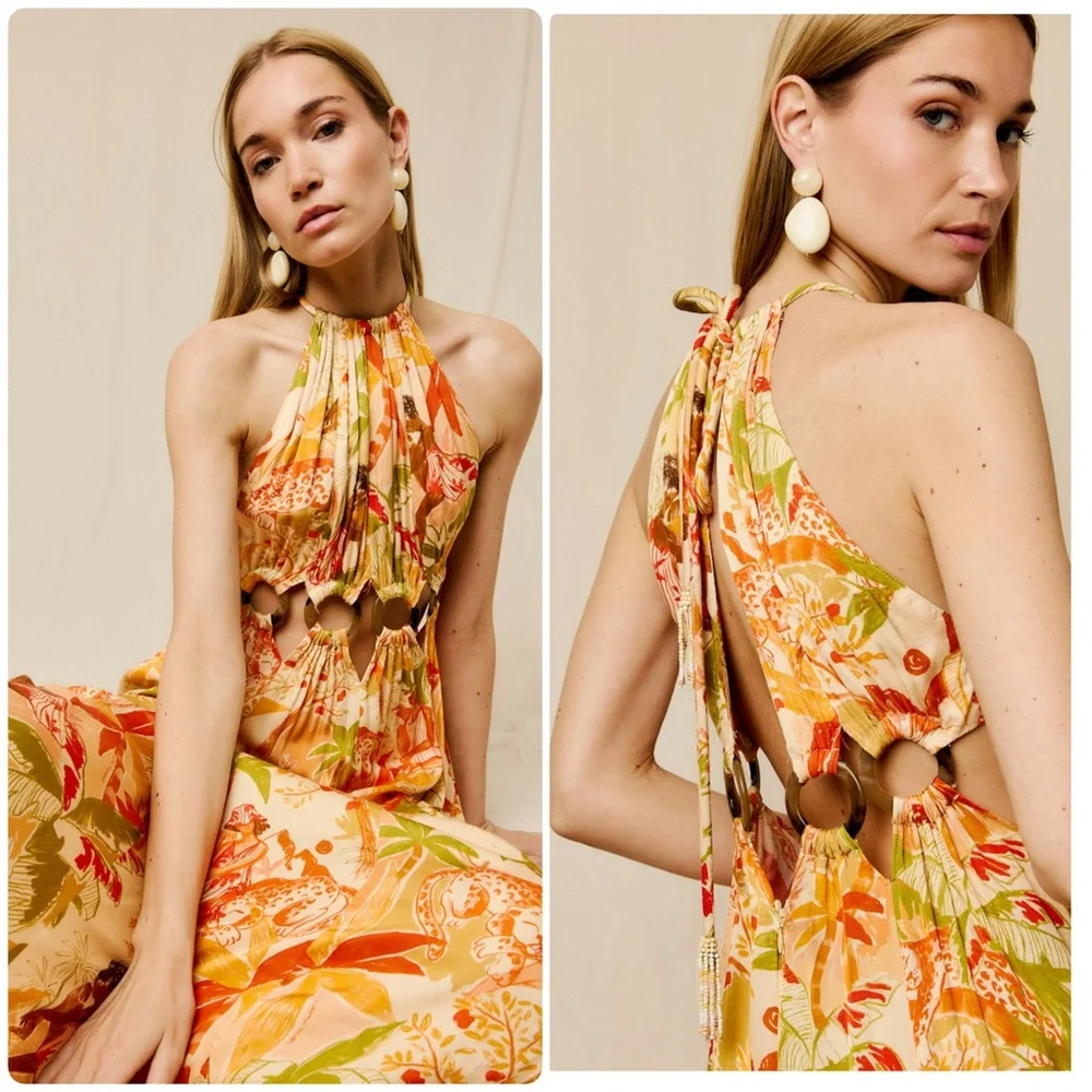 Farm Rio Tropical Cutout Maxi Dress – Size Small - Picture 2 of 12
